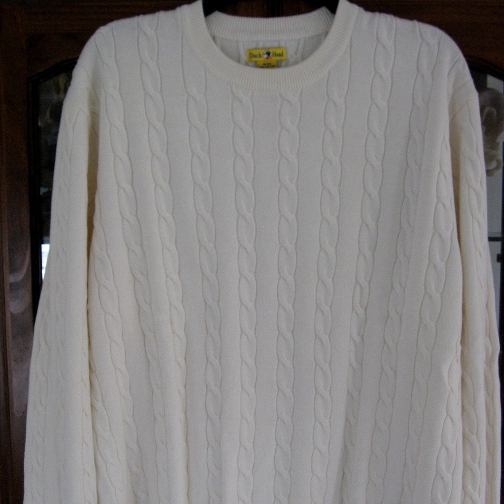 DUCK HEAD CREAM CREWNECK CABLE SWEATER XL